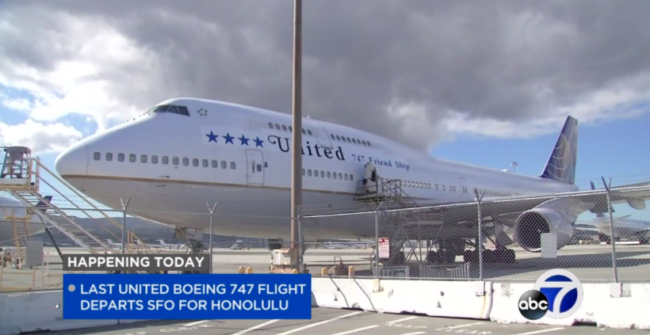 Last United Boeing 747 flight departs SFO for Honolulu